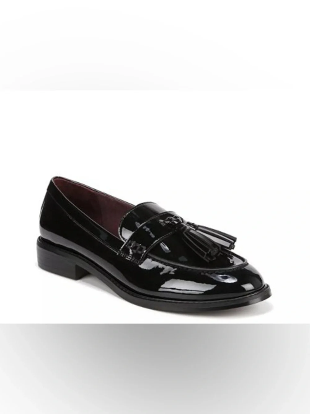 NEW FRANCO SARTO CAROLYN TASSEL BLACK PATENT LOAFERS 9.5 WIDE